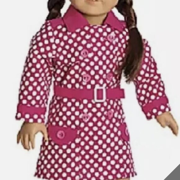 *American Girl* - Truly Me - Flamingo Dress/Sandals + Rainy Day Coat  - RETIRED. - Picture 7 of 9